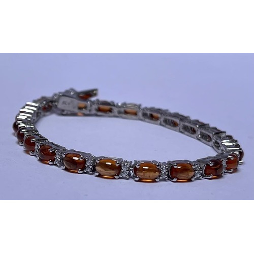 Garnet Bracelet 92.5 Silver - Diameter: 7.5 Inch (In)