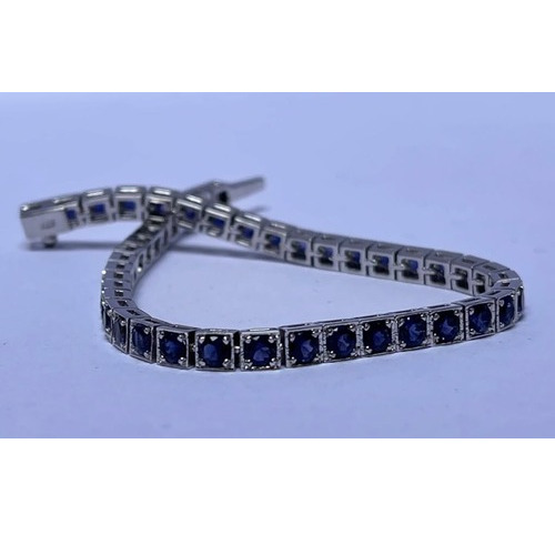 Iolite Bracelet 92.5 Silver - Diameter: 7.5 Inch (In)