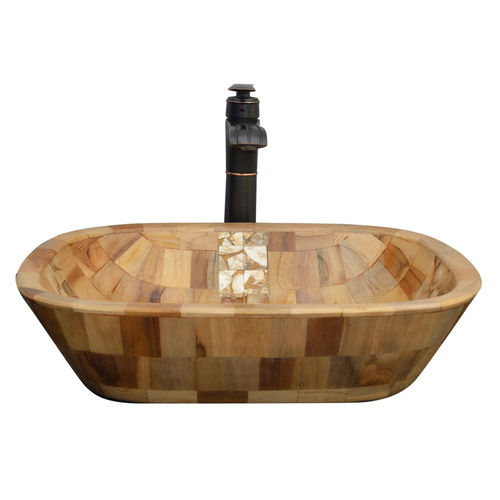 Wood Moksha Table Top Epoxy Resin Wash Basin (14" X 20")