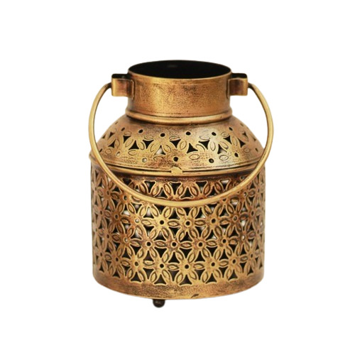 Rajasthani Handicraft Milk Pot T-Light Holder - Color: Antique Gold Polished