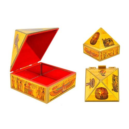 Cash MDF Wooden Pyramid Box With Egyptian Stickers