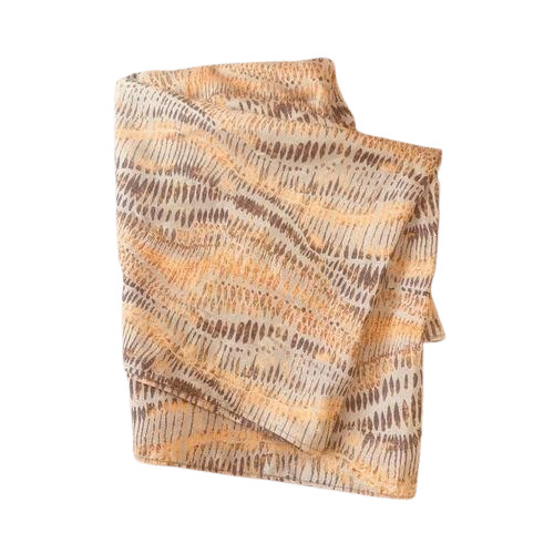 Soft Silk Printed Stole - Color: Golden And Brown