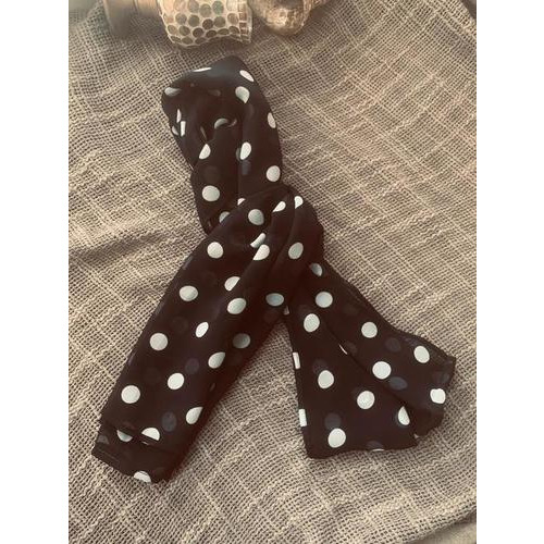 Black White Polka Dots Stole - Knitting Type: Hand Made