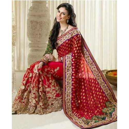 Ladies Designer Bridal Saree - Material: Cotton