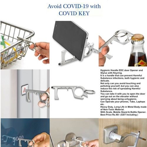 Metal Covid Keychain With Hygienic Handle Edc Door Opener