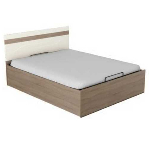 Wooden Double Bed - Color: Natural Brown