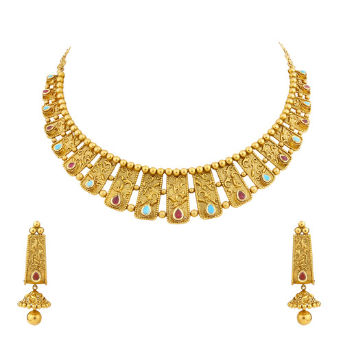 Designer Gold Necklaces Set - Color: Yellow