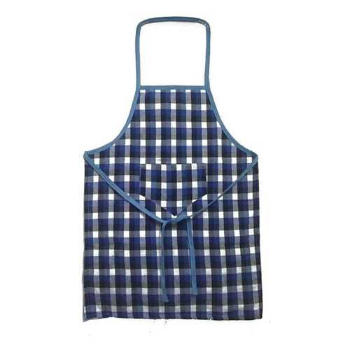 Custom Blue Color And Check Pattern Kitchen Apron