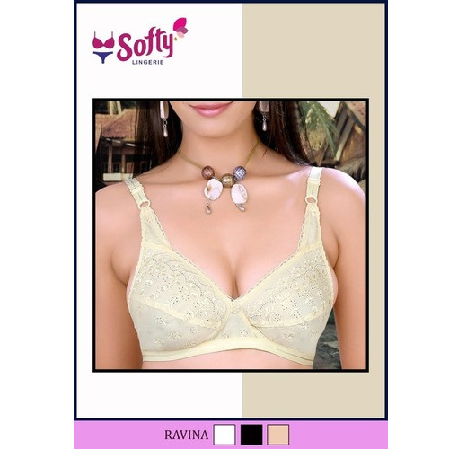 Ravina Elegant Embroidered Bra - Color: White