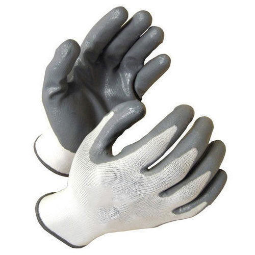 Nylon Grey And White Nitrile Coated Safety Gloves