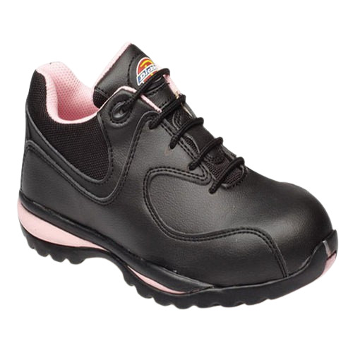 Ladies Premium Safety Shoes - Microfibre Material Sizes 7-9 Black Color PU Sole Type Laced Closure