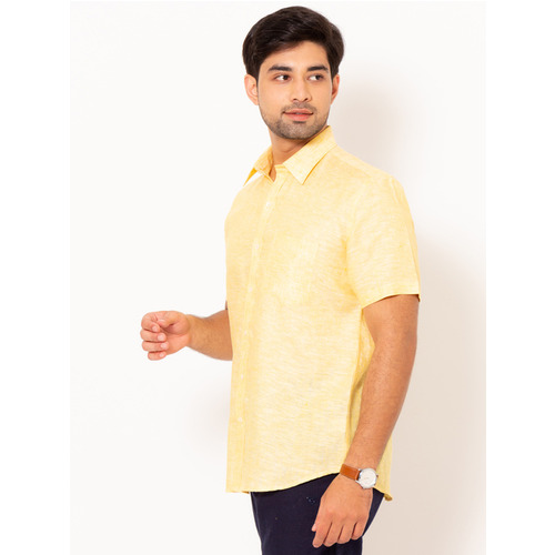 Men Canary Yellow Half Sleeves Shirt - Color: Various Colors Are Available