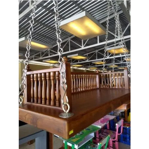 Hand Carving Ceiling Mounted Wooden Swing