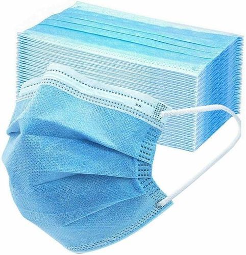 Blue Cotton Face Mask - One Size, 3 Layers for Nose Protection | Disposable, Unisex, Casual Sport Style