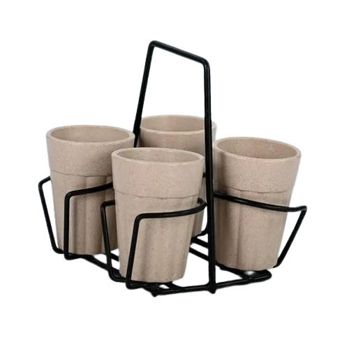 Bamboo Tea Cup Kitchenware Set - Color: Off White