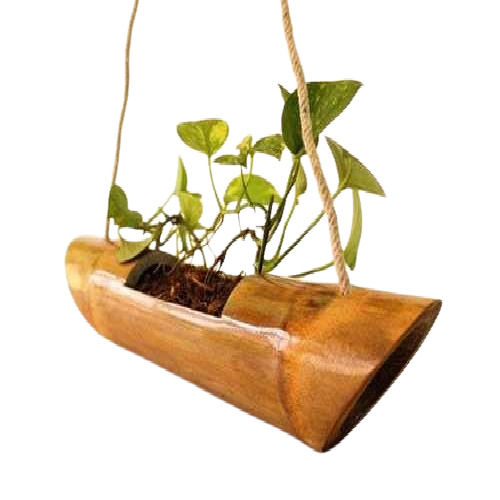 Bamboo Hanging Planter - Color: Natural Light Brown