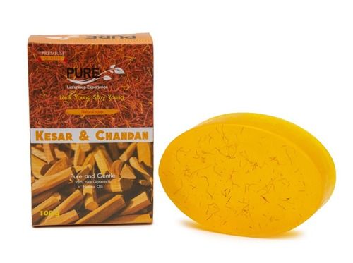 Yellow Kesar And Chandan Glycerin Soap