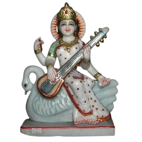 Colored Marble Saraswati Statue