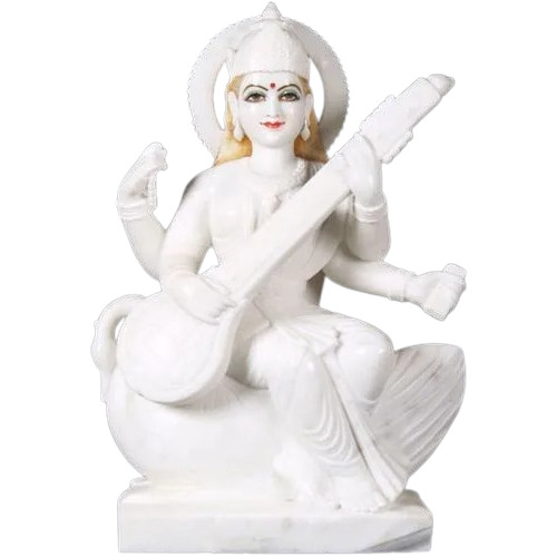 Goddess Marble Saraswati Statue - Premium Quality Marble, Polished Finish & Dust Resistant | Stylish, Lightweight Design for Home or Temple