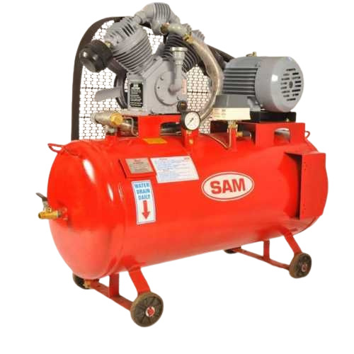 Reciprocating Air Compressor - 2HP, 160 Ltr Air Tank, 3.75 CFM Flow Rate, Class I Air Quality Standard, OIL Lubrication, Electric Motor - 230/415V, Portable, 62 dB Noise Level, 1 Year Warranty