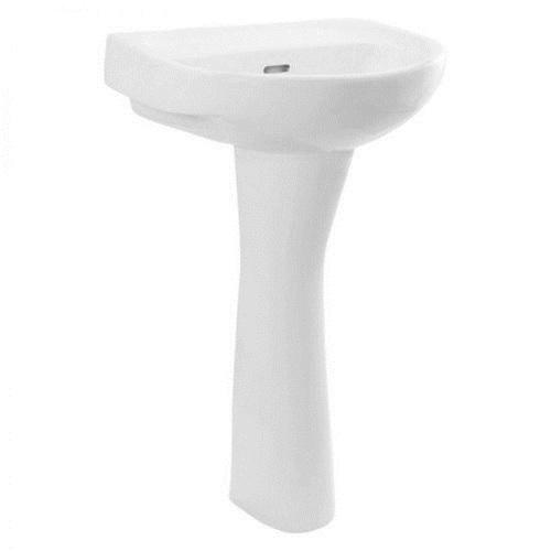 Ceramic Pedestal Wash Basin - Color: White