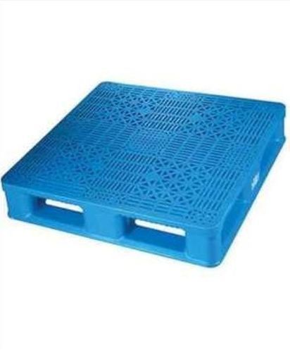 Plastic Pallets - Square Shape, Blue Color, 14.5kg Weight | Durable Plastic Material, Single Faced Design