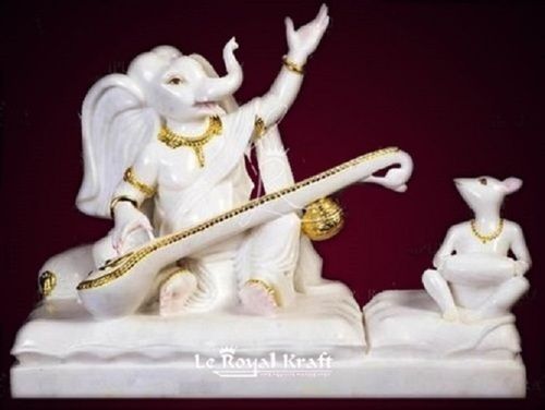 Easy To Clean Marble Singing Lord Ganesha Statue