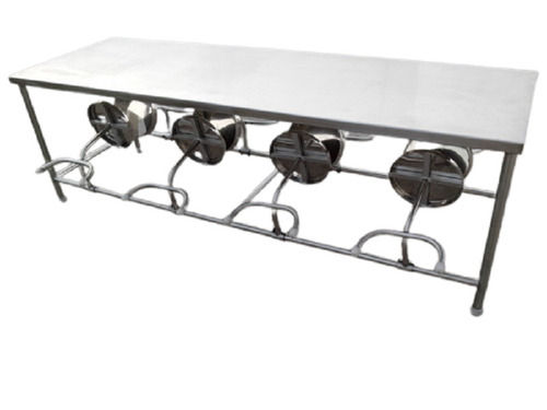  स्टेनलेस स्टील कैंटीन डाइनिंग टेबल (8 सीटर) 