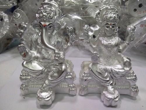 Light Weight 999 Silver Laxmi Ganesh Pair Statue Idol