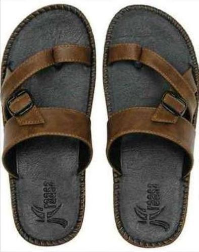 Brown Plain Printed Mens Chappals