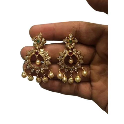 Chandbali Golden Women Earring - Color: Yellow