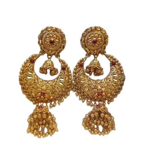 Designer Golden Ladies Jhumki - Color: Yellow