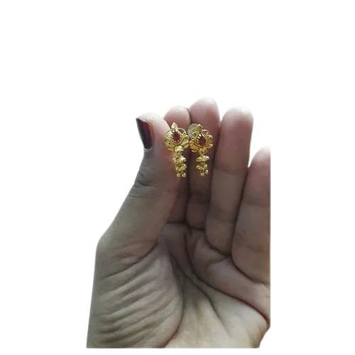 Ladies Designer Hanging Gold Earring - Color: Yellow