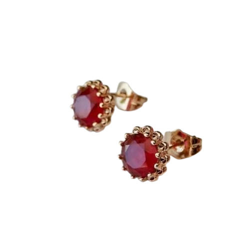 Ruby Designer Gold Tops Earrings - Color: Yellow