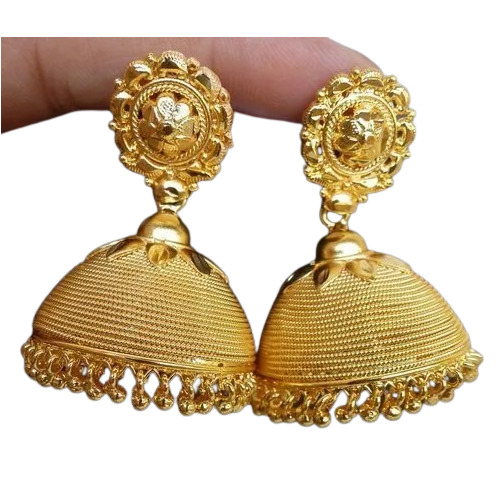 Womens Designer Golden Jhumki - Color: Yellow