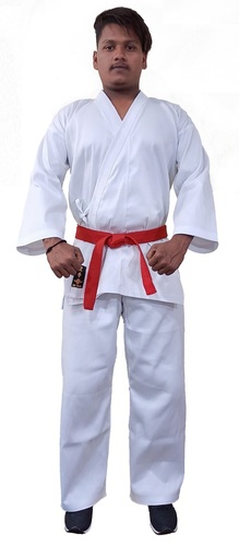 Be Win Martial Arts Karate Uniform - Polyester Cotton Blend, Comfortable Fit, V-Neck Design with Pants and Belt Included for Enhanced Movement