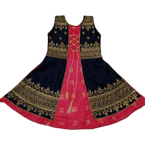 Multicolor Appealing Look Embroidered Printed Frock