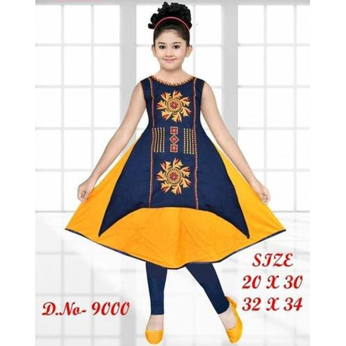 Multicolor Rayon Embroidered Girls Frock