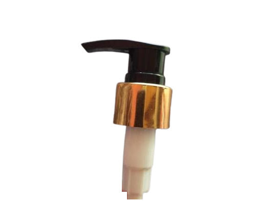 Various Colors Are Available 24Mm Black Lotion Dispenser Pump With Golden Sleeve