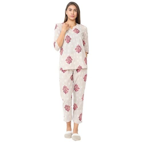 Canvas Printed Pattern Type Ladies Night Suit Set