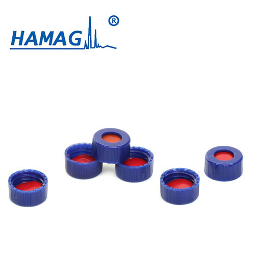 Plastic Blue Open Topped Polypropylene Cap And White Ptfe/Red Silicone Septa