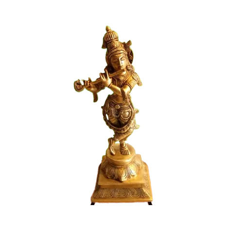 Metal Brass Krishna Statue - Finishing: Gold