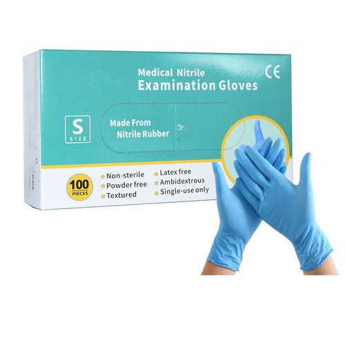 Plain Blue Nitrile Examination Glove