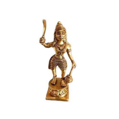 Brass God Karuppasamy Statue - Color: Golden