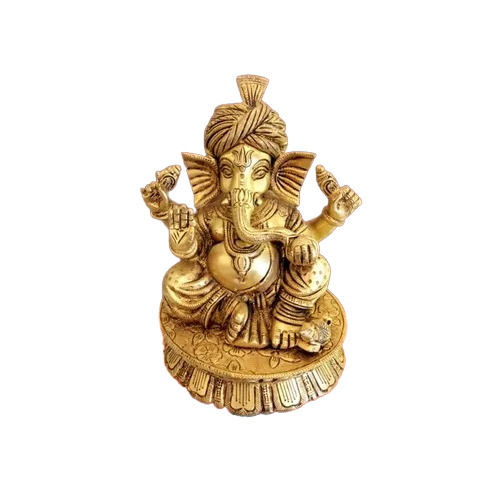 Brass God Ganesha Statue - Finishing: Gold