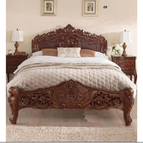 Wooden Polished Bed - Color: Brown