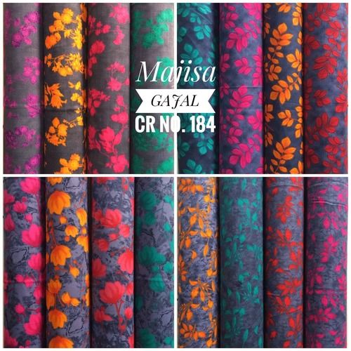 Light In Weight Flower Printed Multicolor Nighty Cotton Fabrics, 3.00 Meter Cut