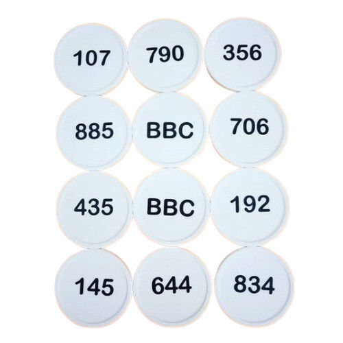 White Round Serial Number Plastic Token