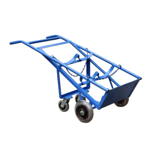 Oxygen Cylinder Trolley - High Grade MS Frame, Durable Blue Epoxy Coating | Quality Assured, Easy To Operate, Designed for Commercial Use