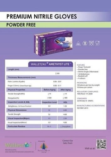 Premium Nitrile Glove Powder Free For Medical Use